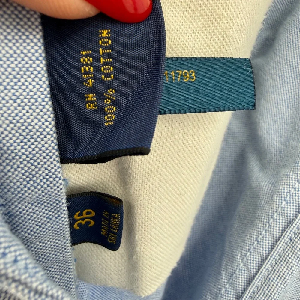 Polo Ralph Lauren Mens Classic Fit Oxford Shorts Light Blue Cotton Size 36 Golf